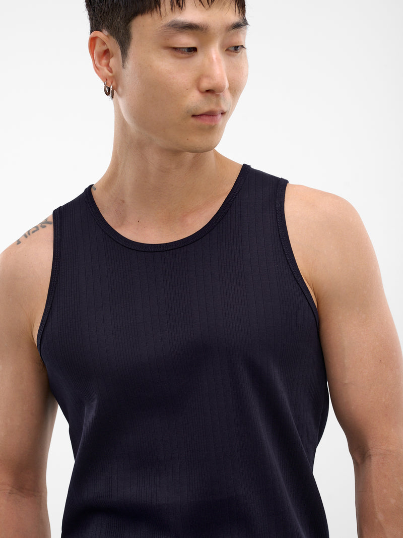 Navy Cotton Ribbed Tank Top (RM261-048-NAVY)