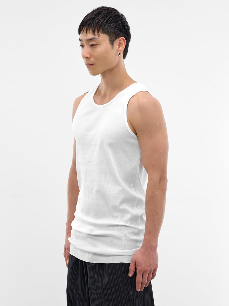 White Cotton Ribbed Tank Top (RM261-048-WHITE)