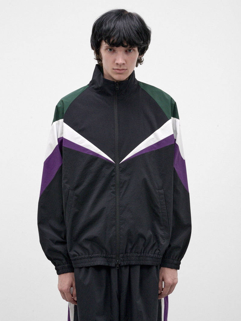 Paneled Chevron Track Jacket ( RM262-013-BLACK)