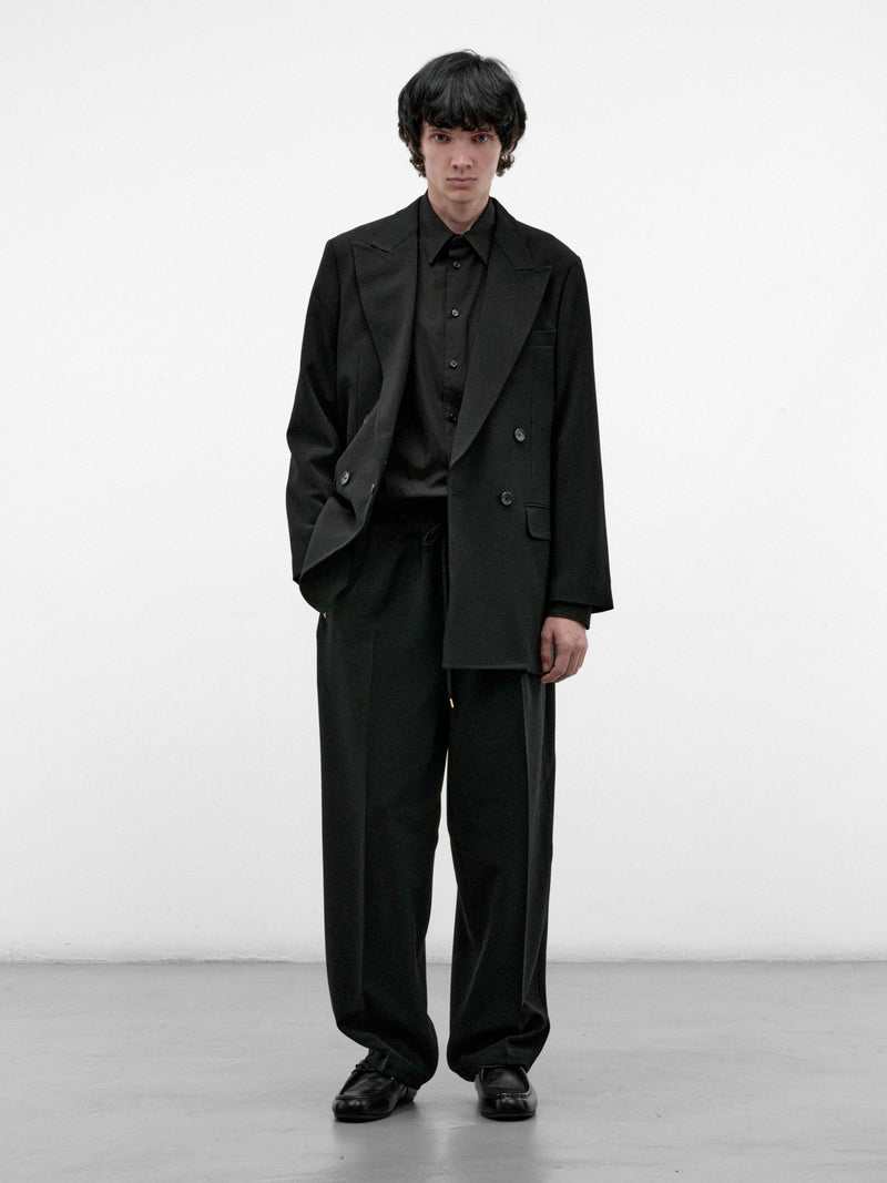 Black Wide Leg Drawstring Trousers (RM262-009-BLACK)