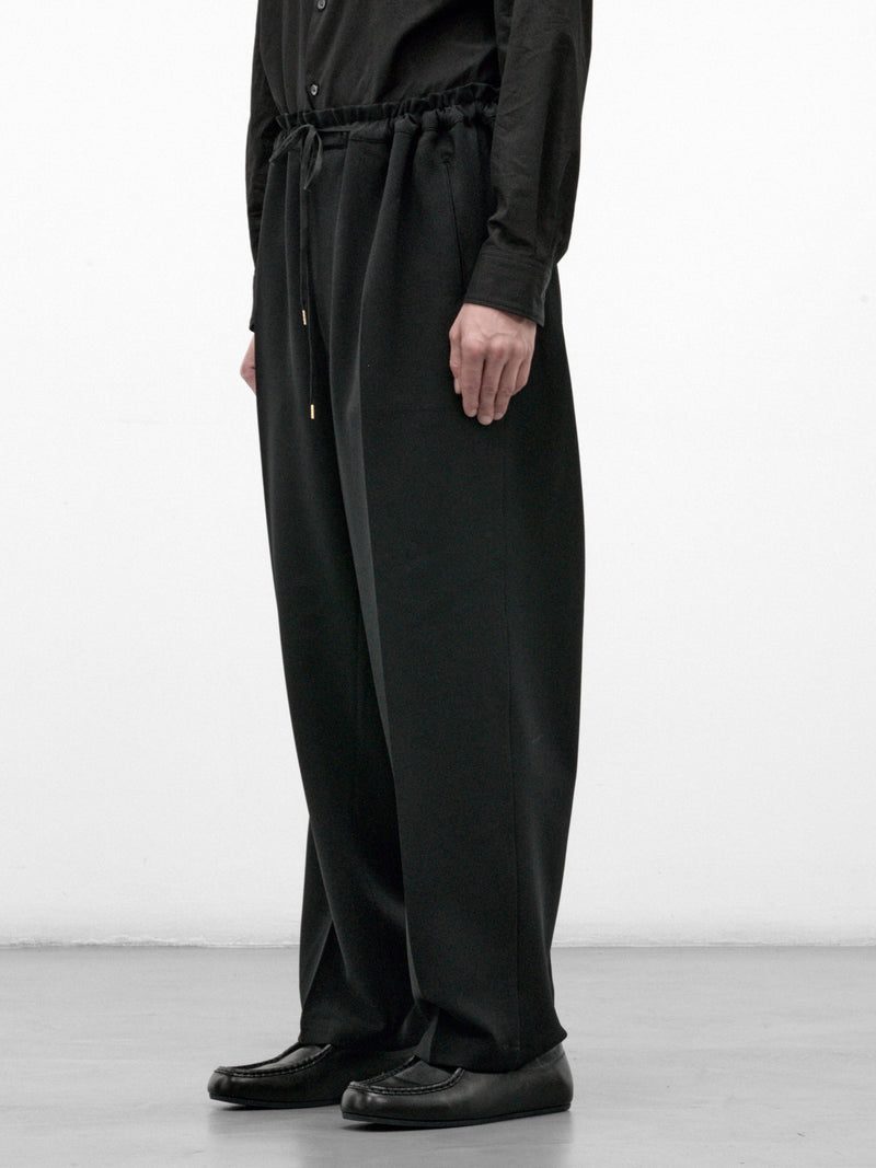 Black Wide Leg Drawstring Trousers (RM262-009-BLACK)