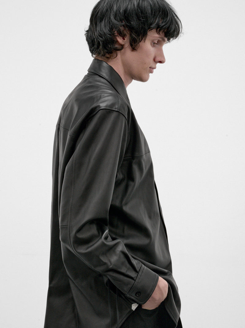 Black Lamb Leather Shirt (RM262-001-BLACK)