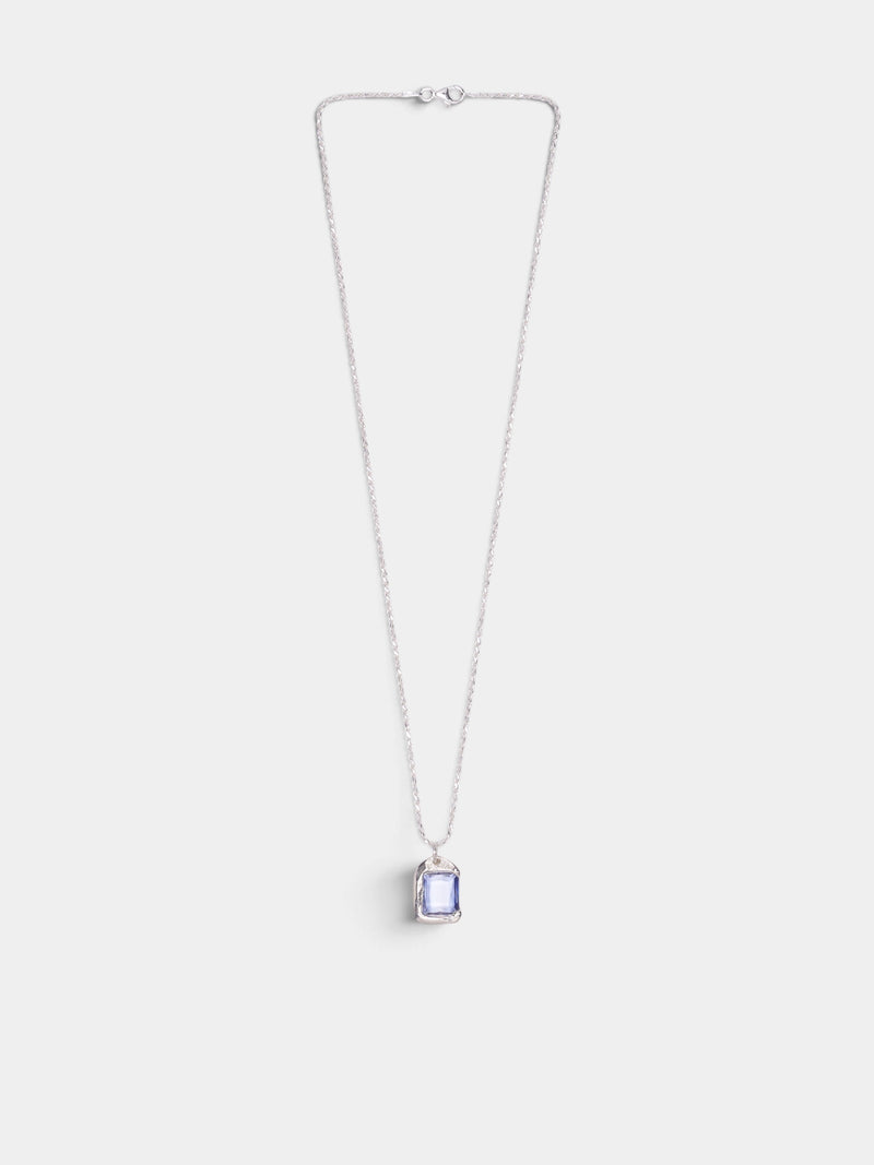 Blue Silver Rose Pendant Necklace (ROSE-PENDANT-BLUE)