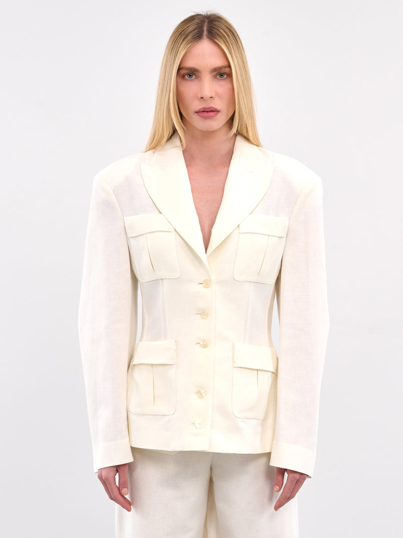 Tailored Cargo Blazer (ROWA15170ARA372-WHITE)