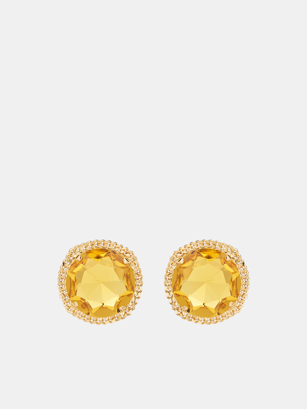 Round Cut Crystal Earrings (RR-A315133-YELLOW-GOLD)
