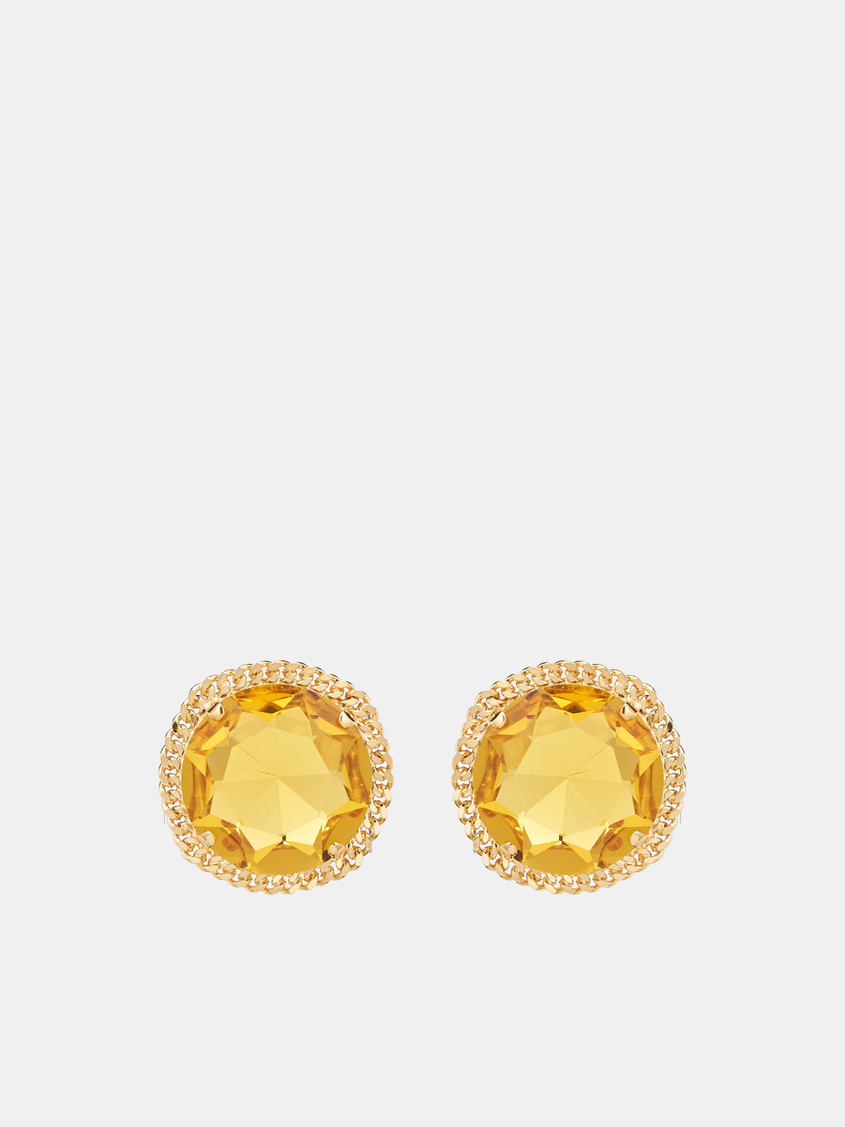 Round Cut Crystal Earrings (RR-A315133-YELLOW-GOLD)