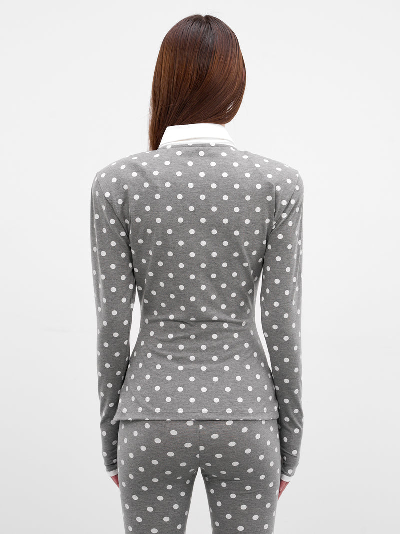 Gray Polka Dot Jersey Polo (RR-J115-GREY-POLKA-DOTS)