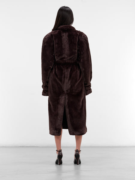 leinwände Vegan Fur Jacket ブラウン F Brown Oversized Vegan Fur Coat (RR164-BROWN)