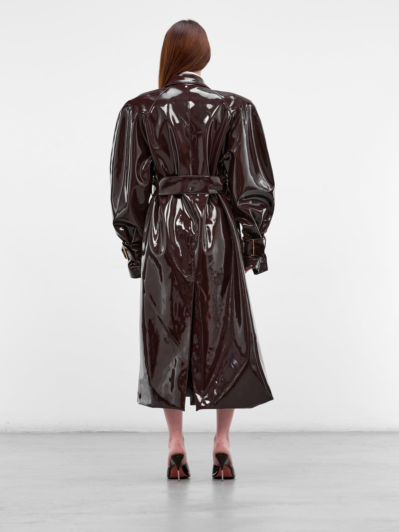 Brown Vinyl Oversized Trench Coat (RR164-BROWN)