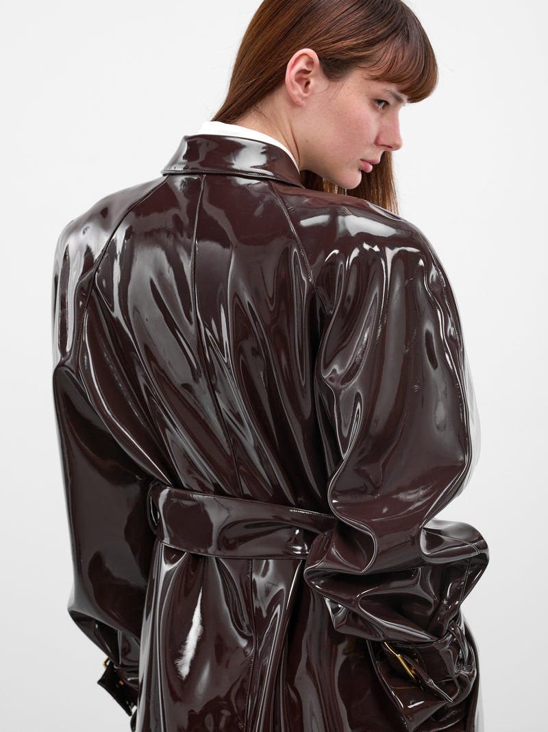 Brown Vinyl Oversized Trench Coat (RR164-BROWN)