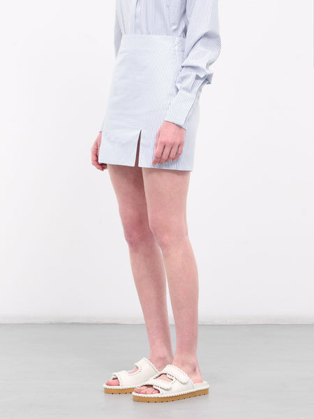 Poplin Striped Mini Skirt (RR255-BLUE-WHITE)
