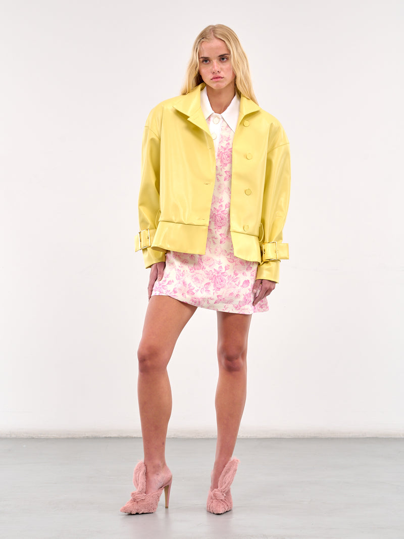 Graphic Mini Dress (RR083-WHITE-PINK-ROSES)