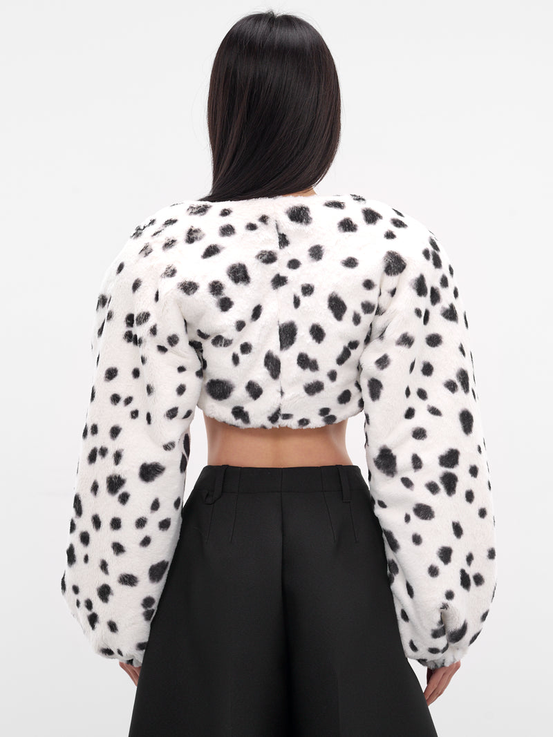 White Dalmatian Vegan Fur Bolero (RR421-BLACK-DALMATIAN)