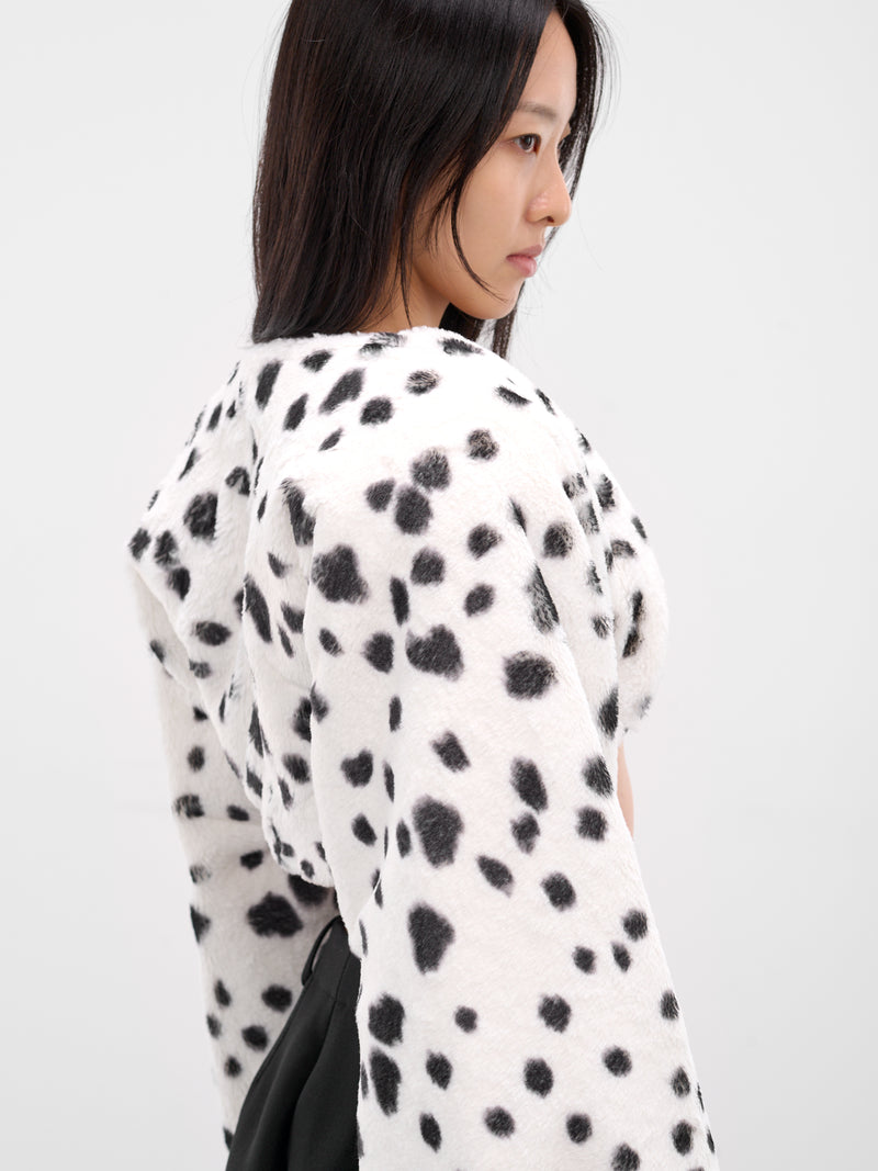 White Dalmatian Vegan Fur Bolero (RR421-BLACK-DALMATIAN)