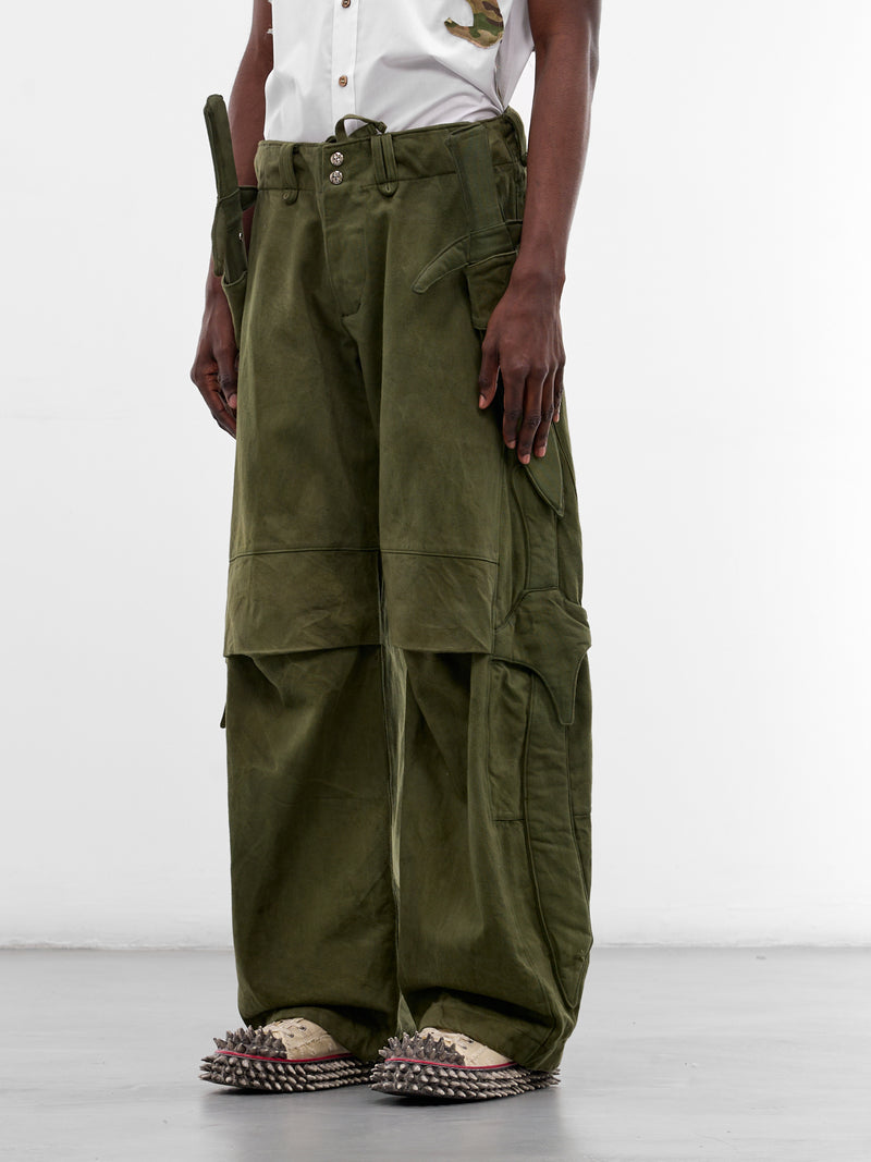 Green Japanese Denim Sword Pants (RS-PANT-SWORD-FOREST-GREEN)