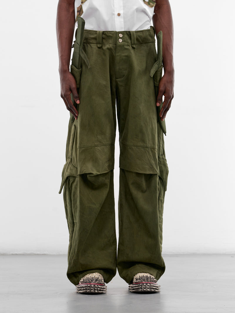 Green Japanese Denim Sword Pants (RS-PANT-SWORD-FOREST-GREEN)