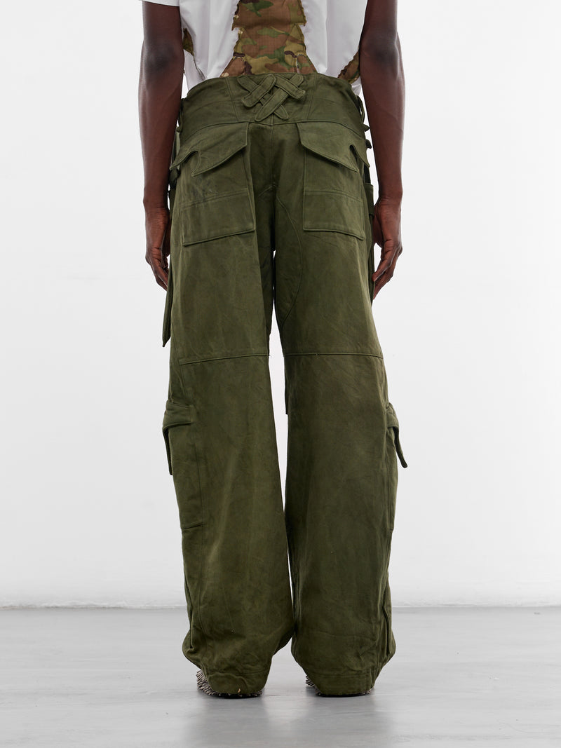 Green Japanese Denim Sword Pants (RS-PANT-SWORD-FOREST-GREEN)