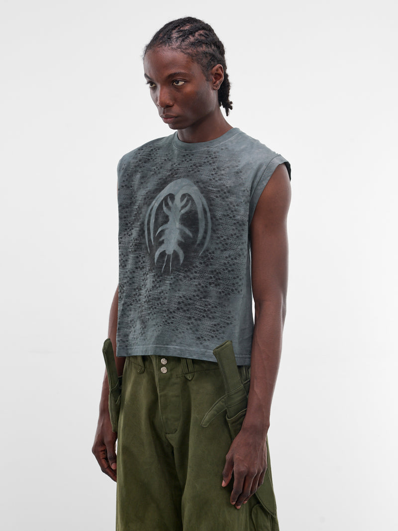 Spray Painted Trilobite Cotton Tank (RS-VEST-OCEAN-STEEL-BLUE)