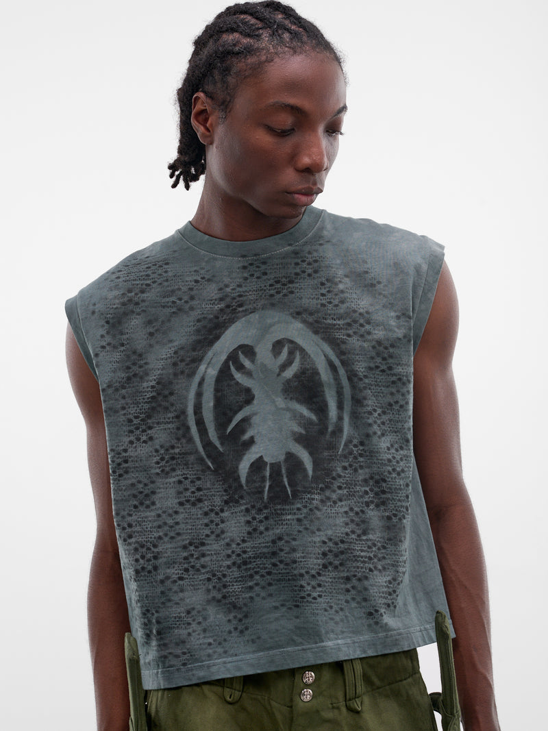 Spray Painted Trilobite Cotton Tank (RS-VEST-OCEAN-STEEL-BLUE)