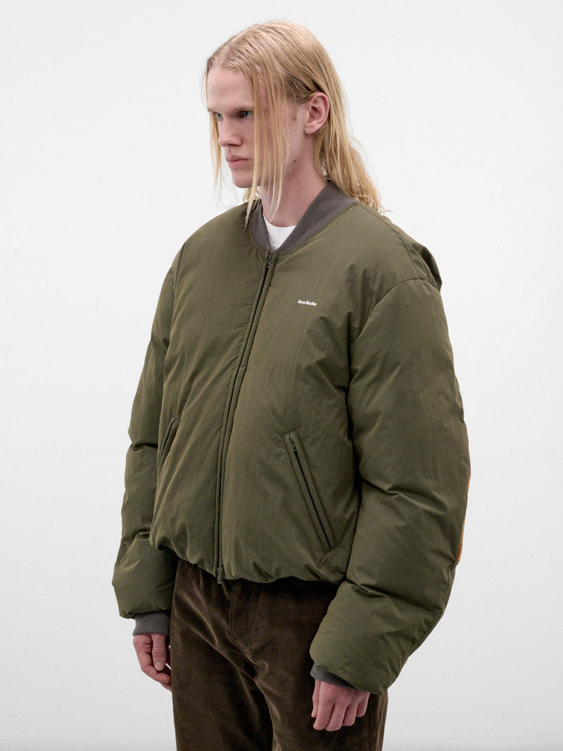 Green Down Padded Bomber Jacket (RW-MN-OUTW000016-CEDAR-GREEN)