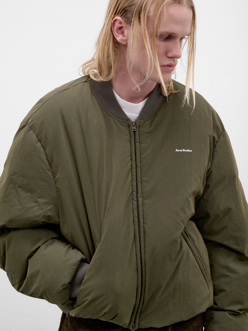 Green Down Padded Bomber Jacket (RW-MN-OUTW000016-CEDAR-GREEN)
