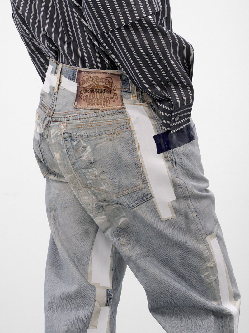 Blue Trompe L'oeil Flared Jeans (RW-MN-TROU000048-LIGHT-BLUE)