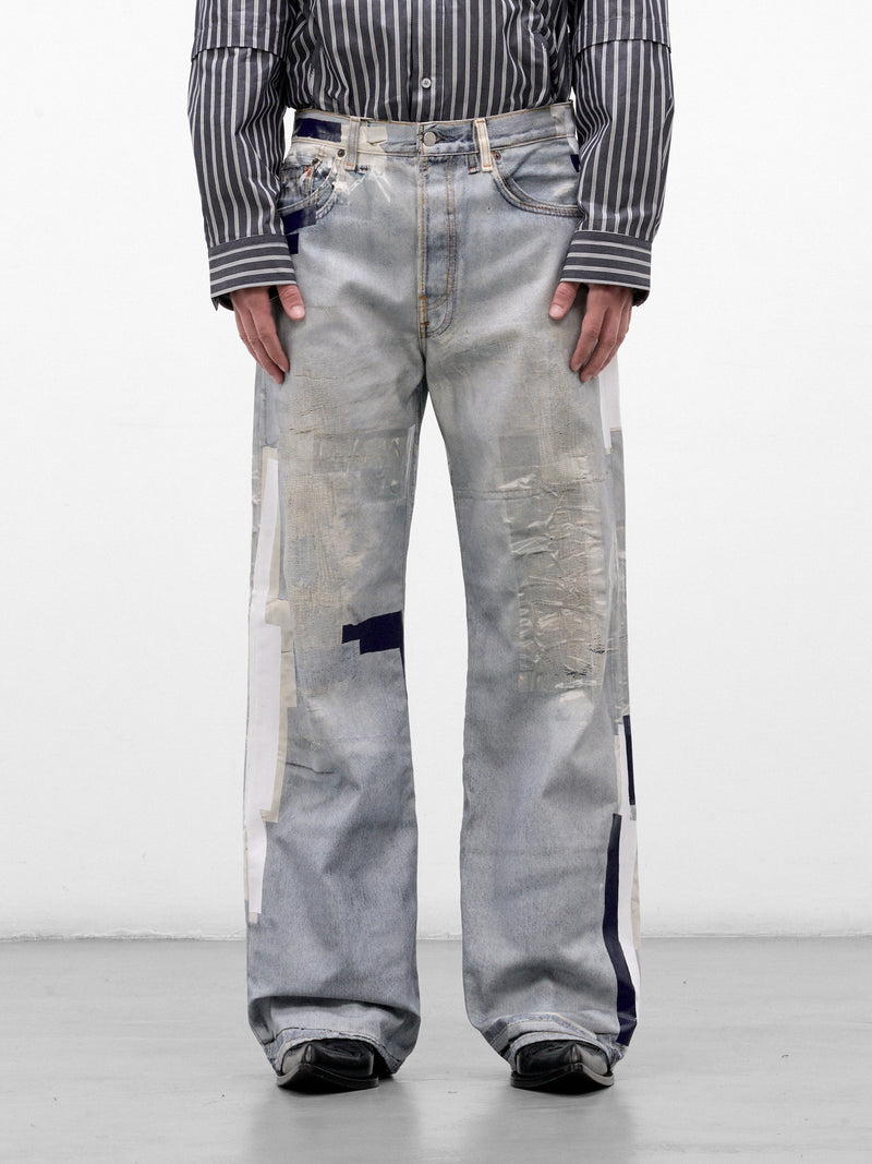 Blue Trompe L'oeil Flared Jeans (RW-MN-TROU000048-LIGHT-BLUE)
