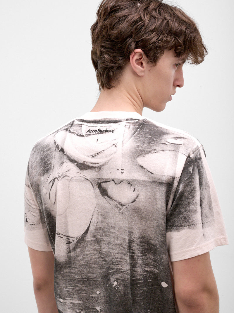 Pink Trompe L'oeil Vintage Tee (RW-MN-TSHI000011-PINK-GREY)