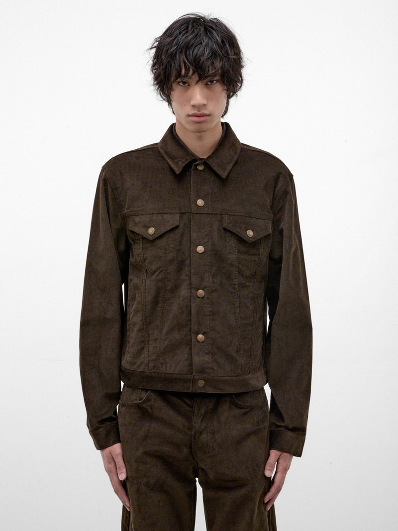 Brown Corduroy Trucker Jacket (RW-UX-OUTW000006-DARK-BROWN)