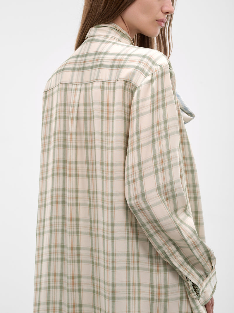 Check Layered Tunic Scarf Dress (RW-WN-DRES000008-GREEN-BLUE)