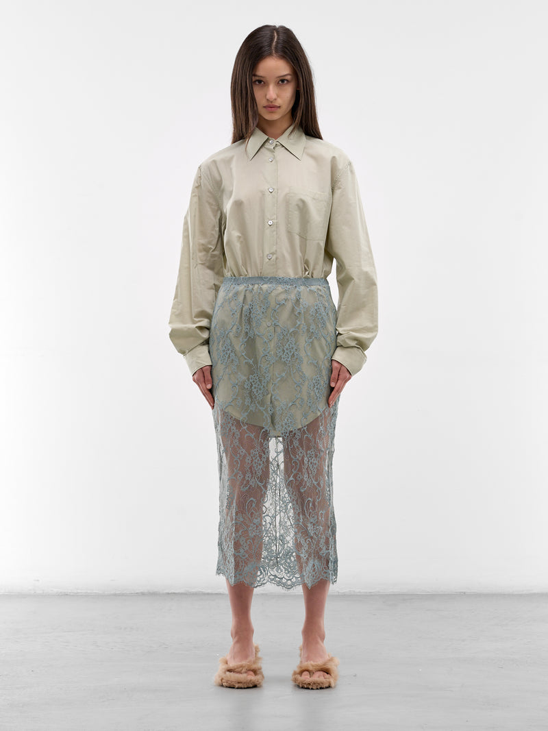 Layered Hybrid Shirt Lace Dress (RW-WN-DRES000013-EUCALYPTUS-GR)
