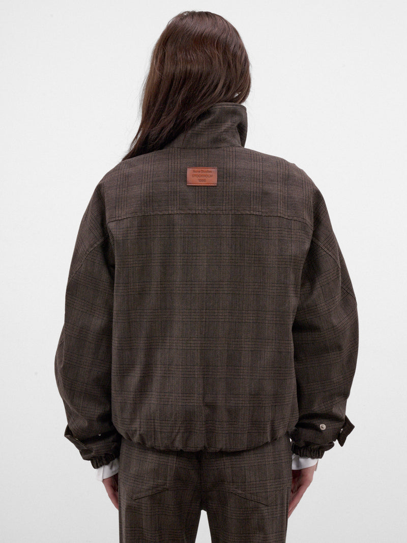 Brown Checked Wool Zip Jacket (RW-WN-OUTW000075-BROWN-BLACK)