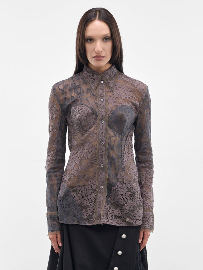 Gray Floral Lace Corset Blouse (RW-WN-SHIR000038-ANTHRACITE-GR)