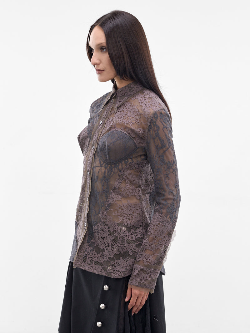 Gray Floral Lace Corset Blouse (RW-WN-SHIR000038-ANTHRACITE-GR)