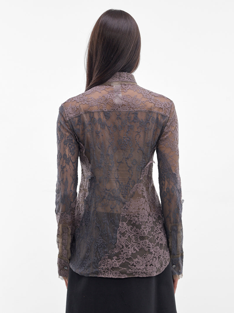 Gray Floral Lace Corset Blouse (RW-WN-SHIR000038-ANTHRACITE-GR)