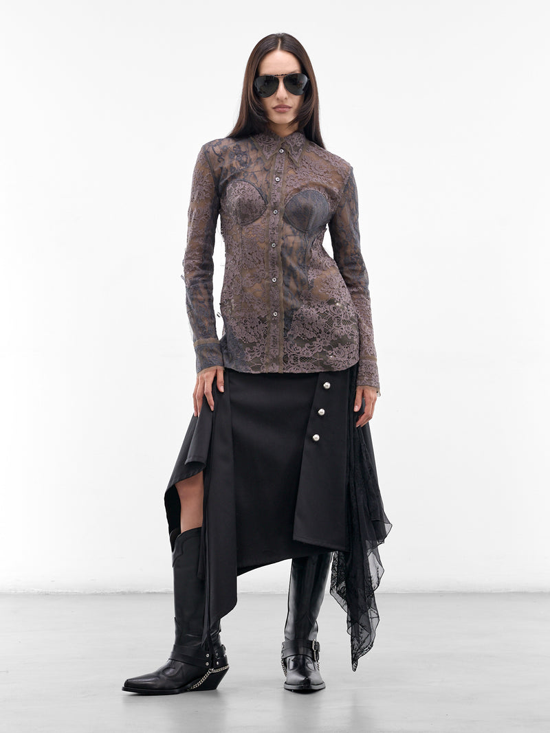 Gray Floral Lace Corset Blouse (RW-WN-SHIR000038-ANTHRACITE-GR)