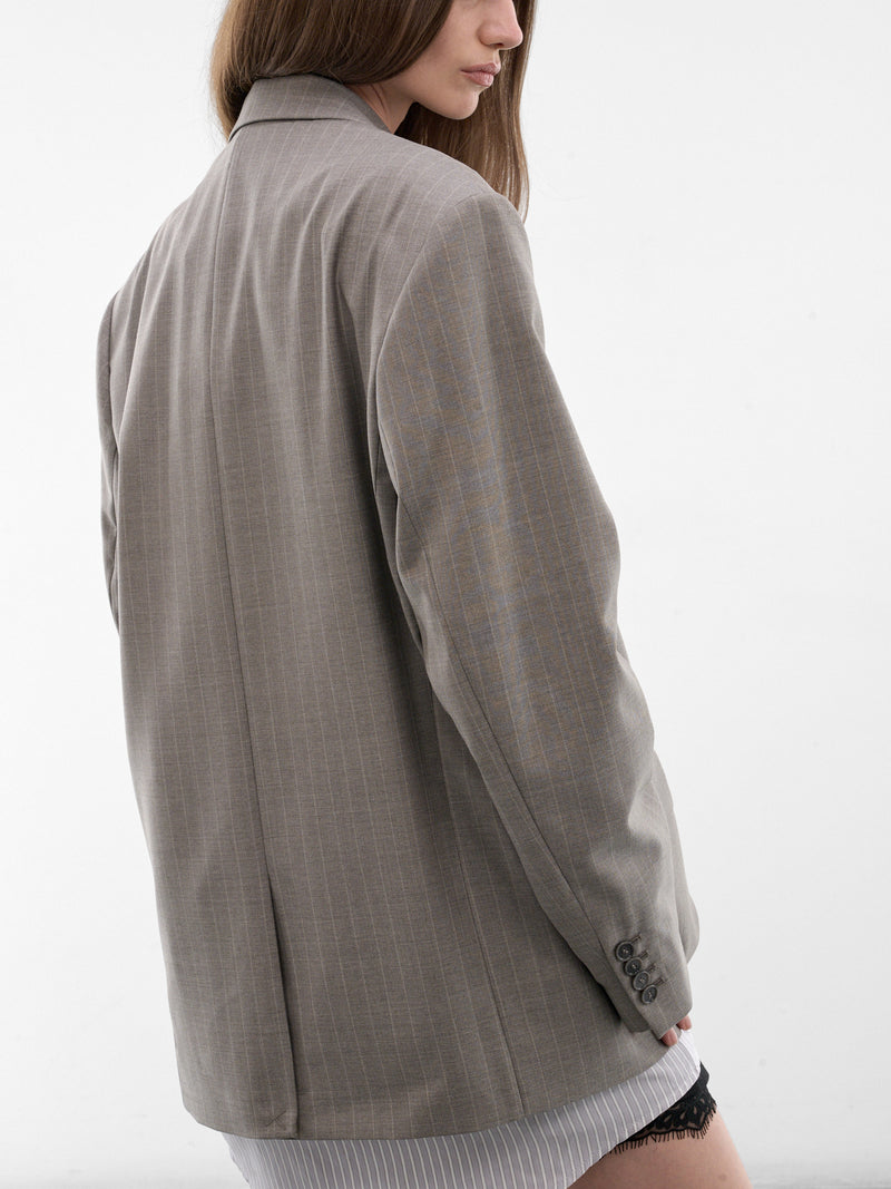 Pinstripe Wool Oversized Blazer (RW-WN-SUIT000054-WARM-GREY)