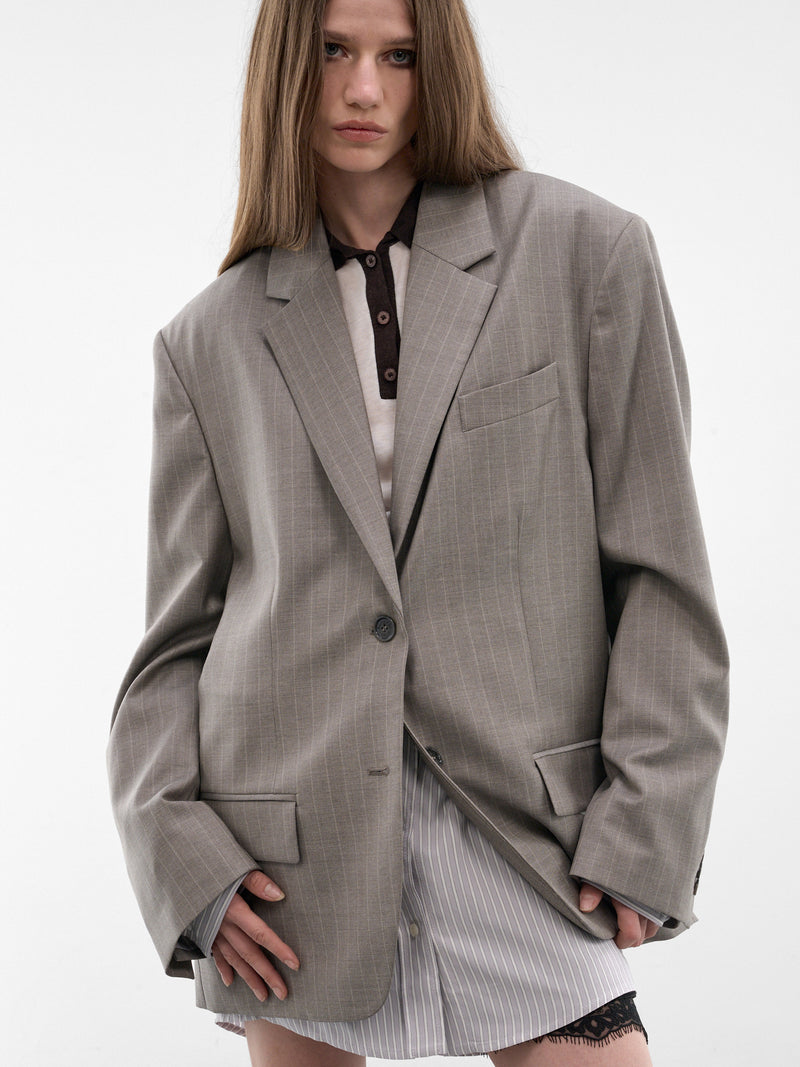 Pinstripe Wool Oversized Blazer (RW-WN-SUIT000054-WARM-GREY)
