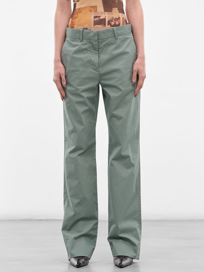 Green Coated Twill Suit Pants (RW-WN-TROU000010-EUCALYPTUS-GR)