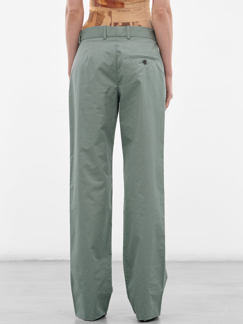 Green Coated Twill Suit Pants (RW-WN-TROU000010-EUCALYPTUS-GR)