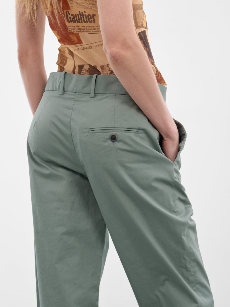 Green Coated Twill Suit Pants (RW-WN-TROU000010-EUCALYPTUS-GR)