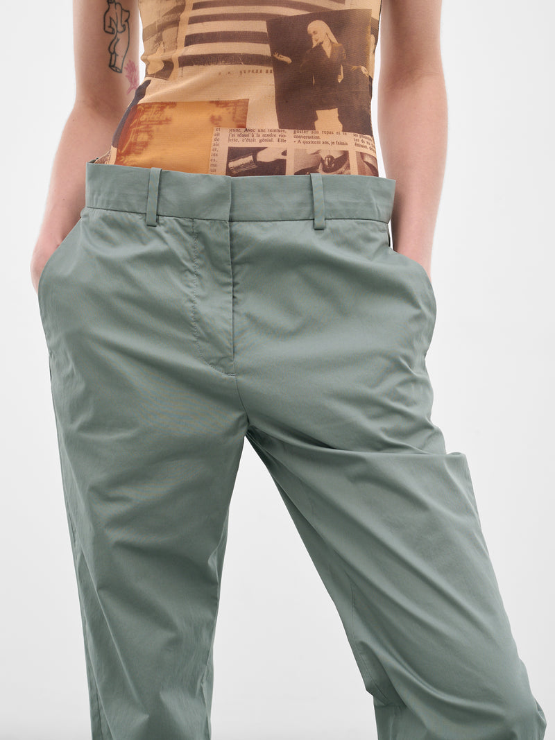 Green Coated Twill Suit Pants (RW-WN-TROU000010-EUCALYPTUS-GR)