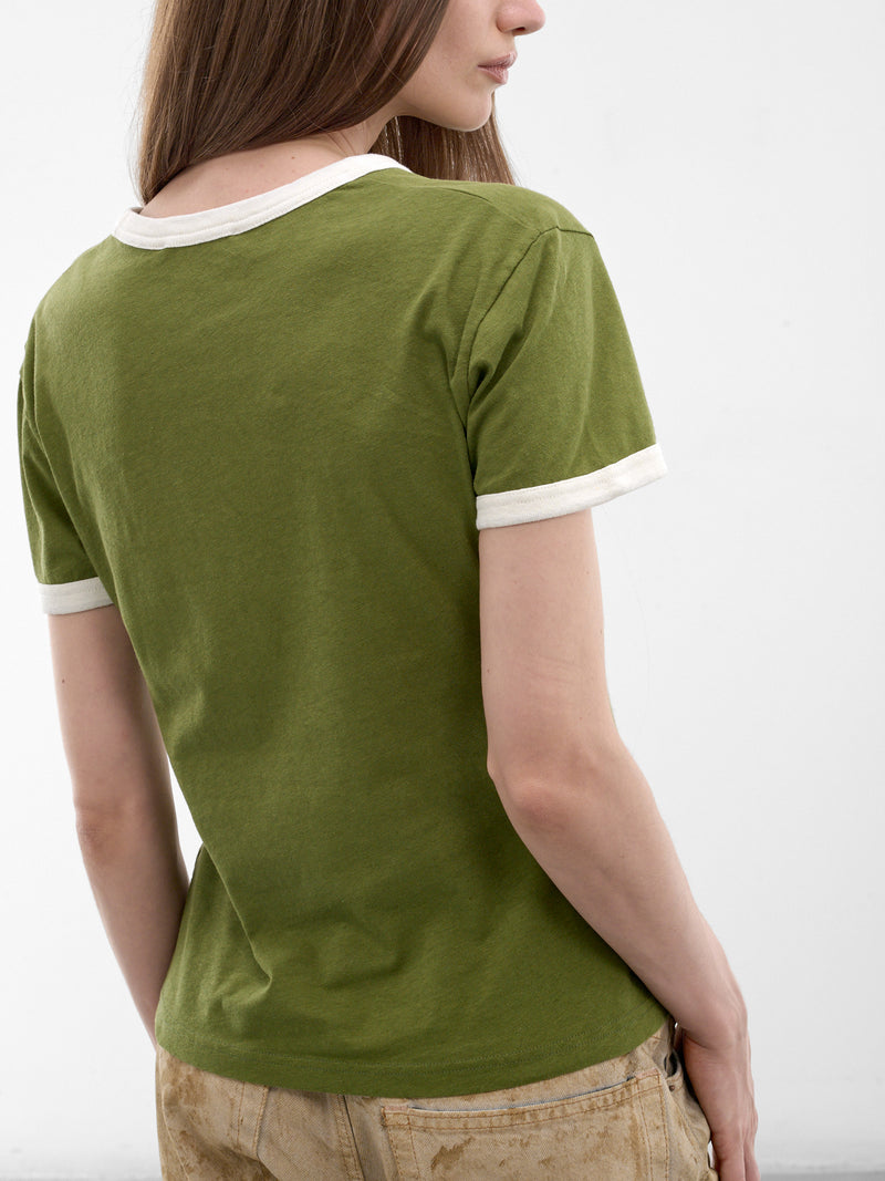 Cotton-Hemp Rose Graphic Tee (RW-WN-TSHI000014-GREEN-WHITE)