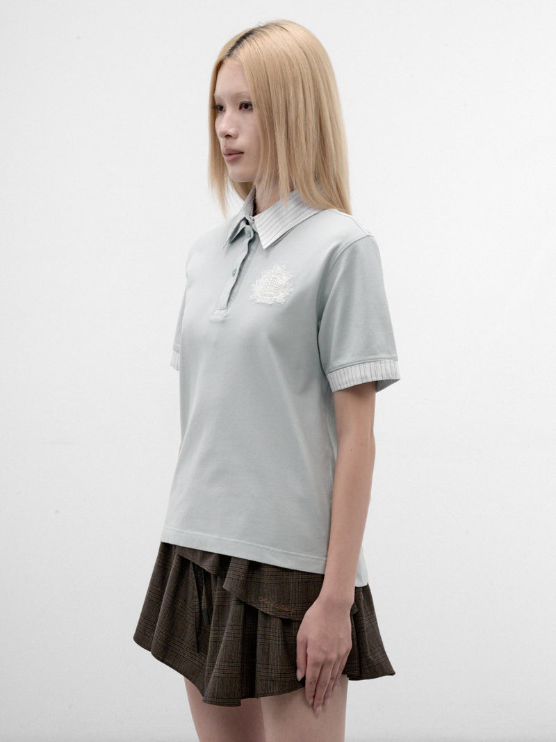Blue Cotton Logo Polo Shirt (RW-WN-TSHI000026-LIGHT-BLUE)