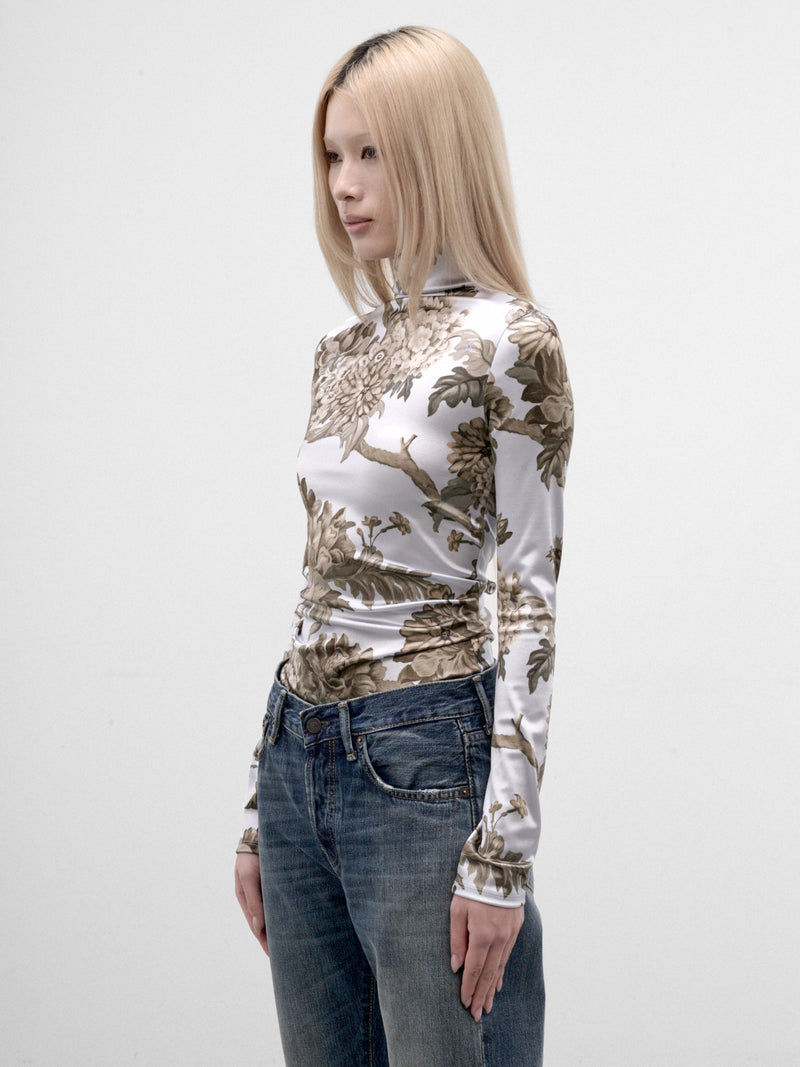 Botanical Print Long Sleeve Top (RW-WN-TSHI000043-BLUE-GREY)
