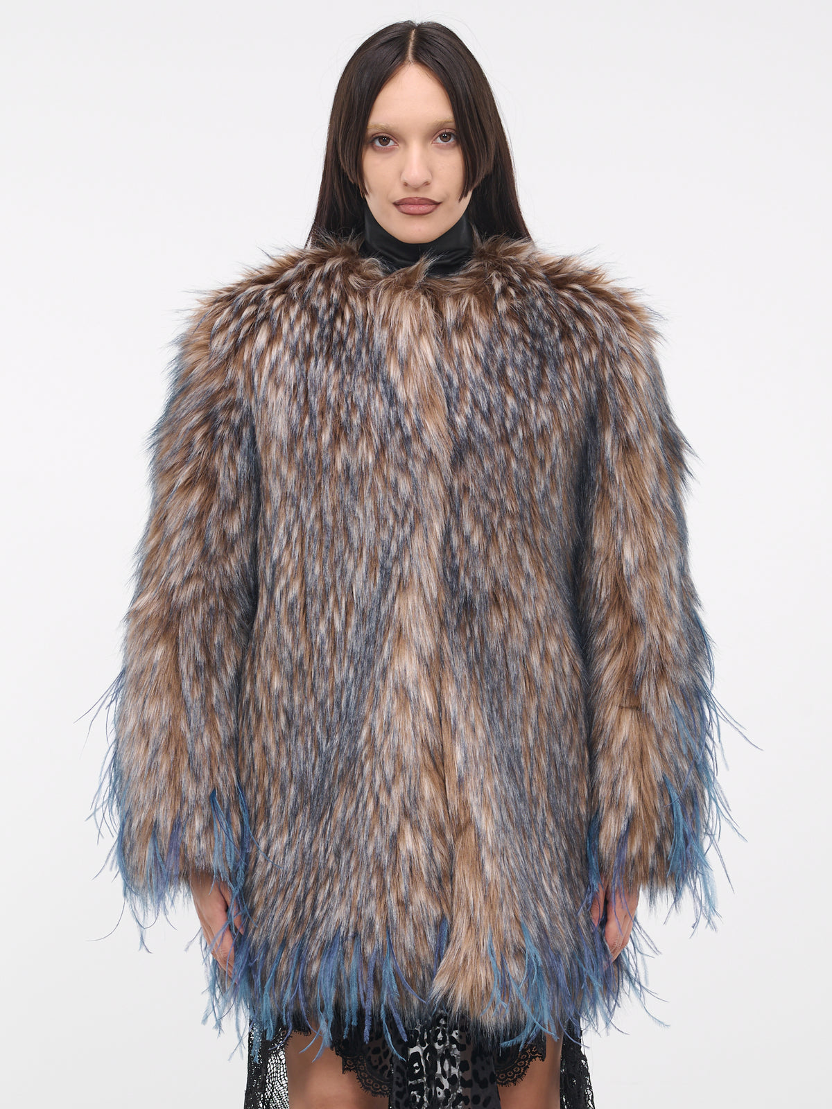 Faux Fur Feather Coat (RWR503-FY036-PURPLE)