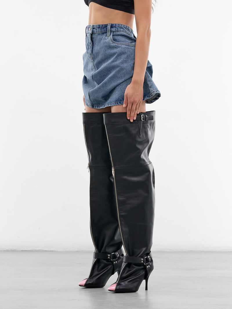 August Barron Lifted Denim Mini Skirt | H.Lorenzo - side