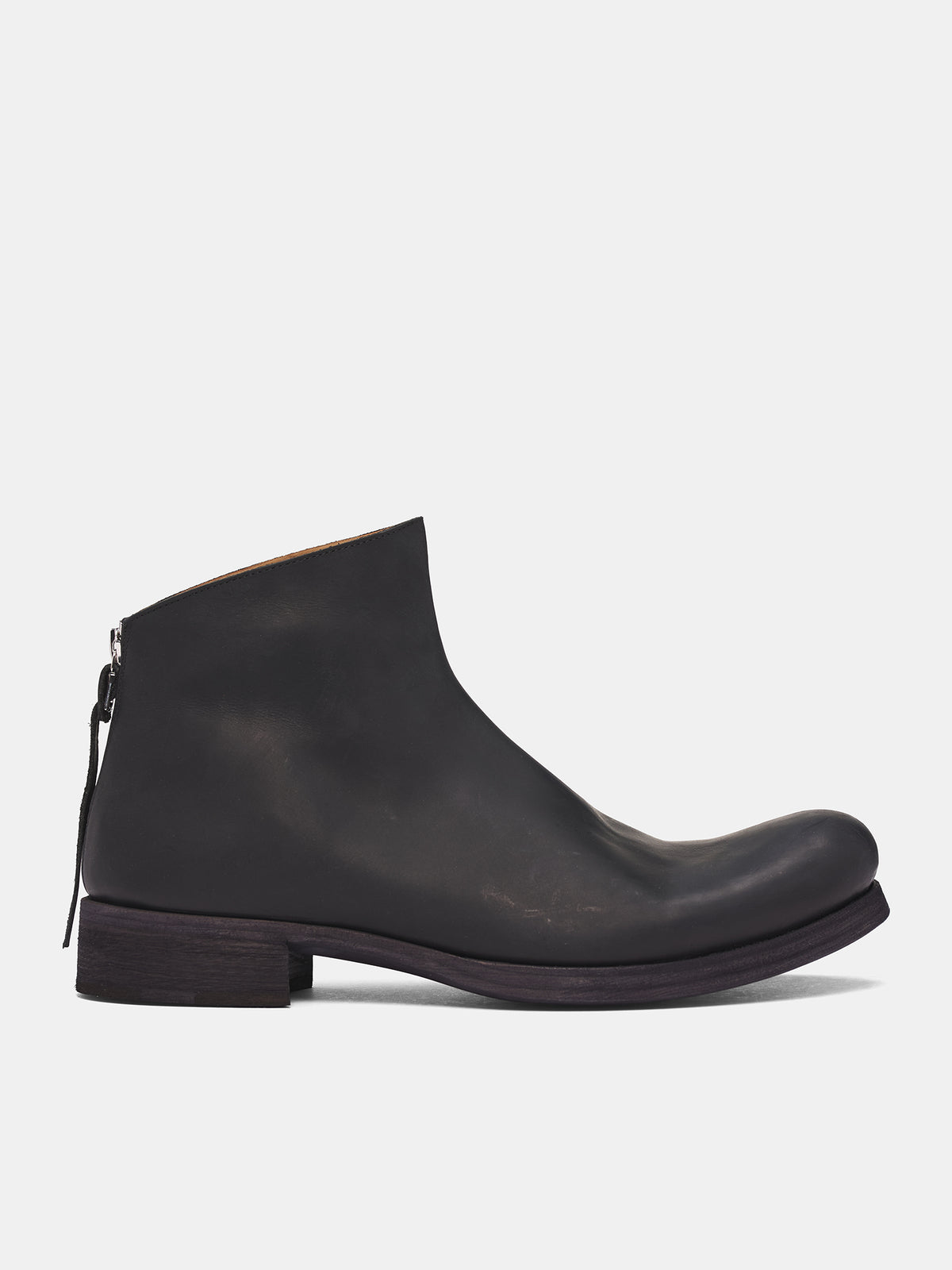 Black Leather Back Zip Boots (S1N2Z-VA-1-5-BLACK)