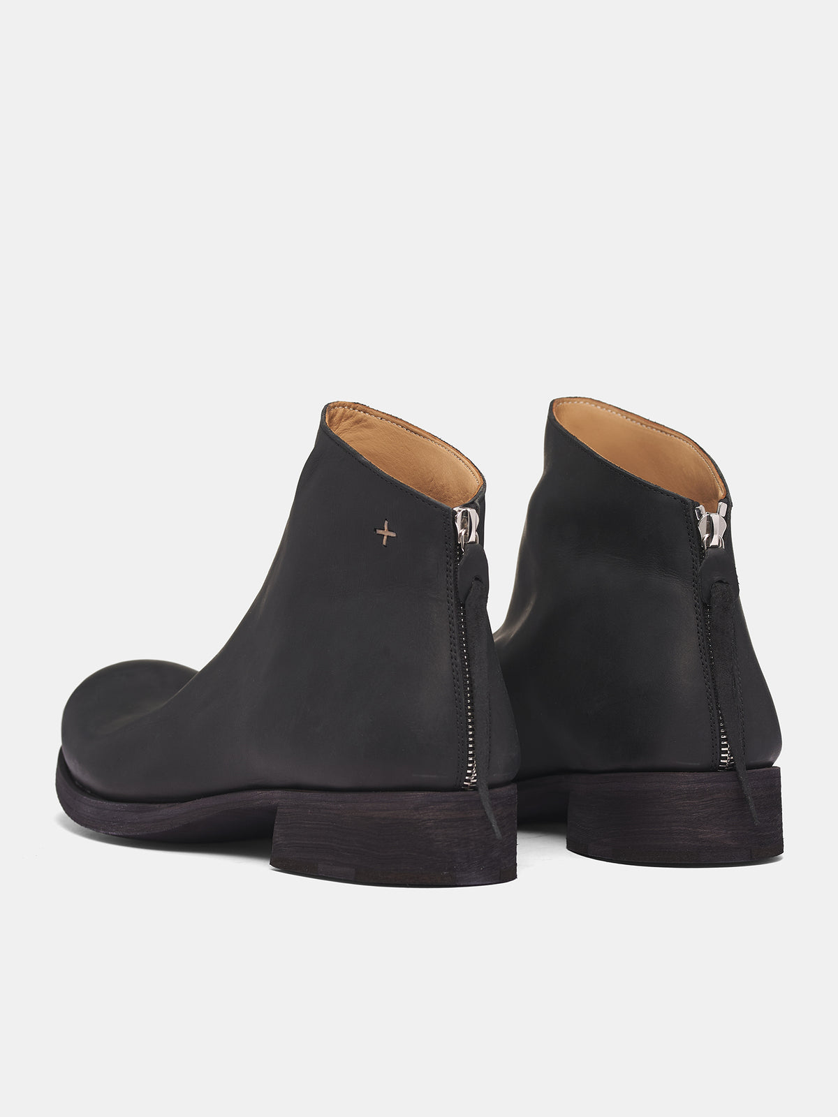 Black Leather Back Zip Boots (S1N2Z-VA-1-5-BLACK)