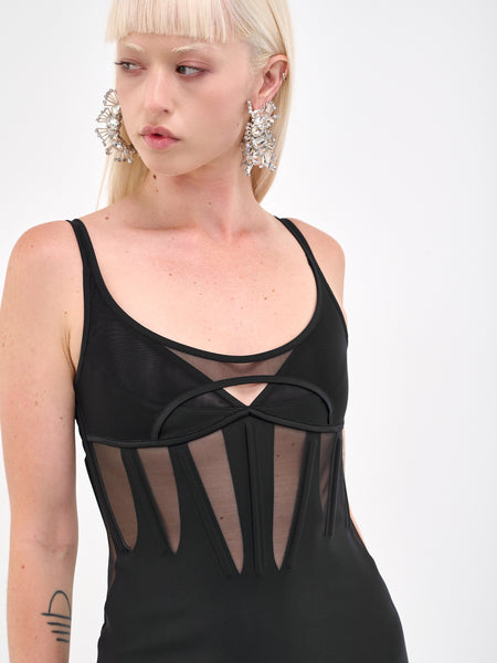 mugler draped corset dress Mugler Draped Corset Dress in Nude 1